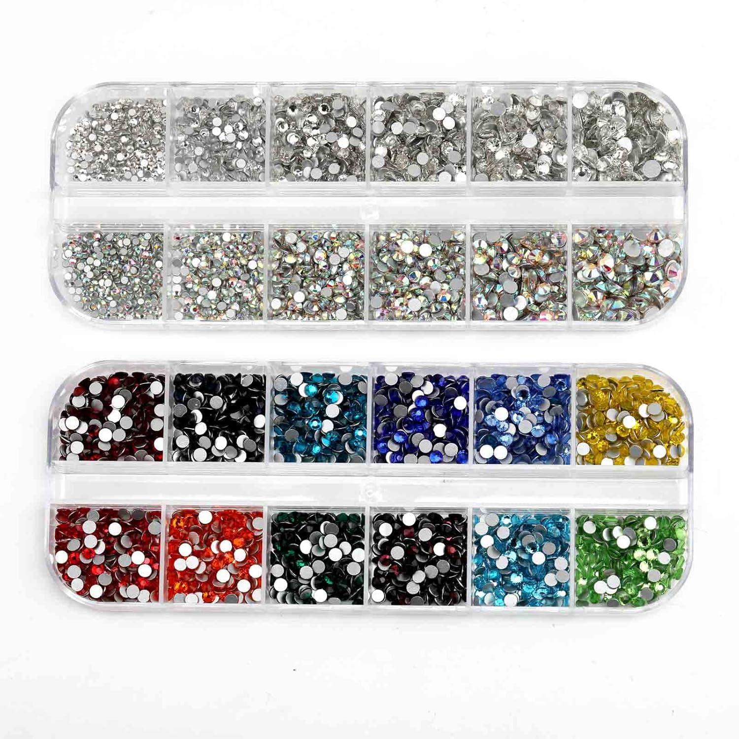 imageBeadsland 5280 Pieces Nail Art RhinestonesFlatback Rhinestones for Nail ArtCrystal Rhinestones for Nails Set Mix 12 ColorsSS10 and 6 SizesSS4SS16 for Clear and Clear AB Set 01