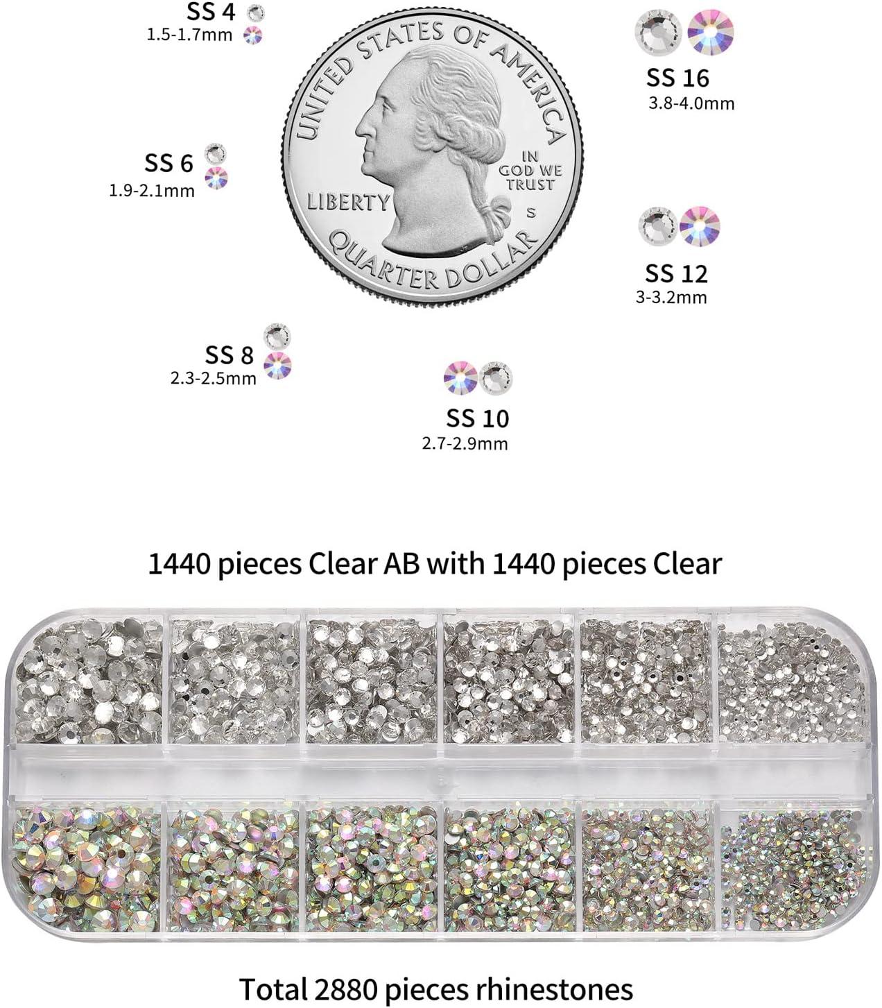 imageBeadsland 5280 Pieces Nail Art RhinestonesFlatback Rhinestones for Nail ArtCrystal Rhinestones for Nails Set Mix 12 ColorsSS10 and 6 SizesSS4SS16 for Clear and Clear AB Set 01