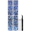 image6736pcs Hotfix Rhinestones FlatbackRoyal Blue Rhinestones for Crafts Clothes Mixed 5 Sizes Hotfix Crystals with Tweezers and Wax Pencil Kit SS6SS30SapphireLtSapphire