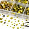 image6736pcs Hotfix Rhinestones FlatbackRoyal Blue Rhinestones for Crafts Clothes Mixed 5 Sizes Hotfix Crystals with Tweezers and Wax Pencil Kit SS6SS30SapphireLemon Yellow