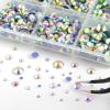 image6736pcs Hotfix Rhinestones FlatbackRoyal Blue Rhinestones for Crafts Clothes Mixed 5 Sizes Hotfix Crystals with Tweezers and Wax Pencil Kit SS6SS30SapphireClear AB
