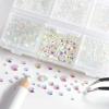 imageBeadsland 4300pcs Flatback RhinestonesGray Rhinestone Nail Gems Round Crystal Rhinestones for CraftsMixed 6 Sizes with Picking Tweezers and Wax Pencil Kit SS6SS20Black DiamondTransparent AB