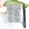 imageBeadsland 4300pcs Flatback RhinestonesGray Rhinestone Nail Gems Round Crystal Rhinestones for CraftsMixed 6 Sizes with Picking Tweezers and Wax Pencil Kit SS6SS20Black DiamondBlue Moonlight