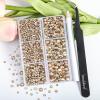 imageBeadsland 4300pcs Flatback RhinestonesGray Rhinestone Nail Gems Round Crystal Rhinestones for CraftsMixed 6 Sizes with Picking Tweezers and Wax Pencil Kit SS6SS20Black DiamondGolden Shadow