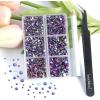 imageBeadsland 4300pcs Flatback RhinestonesGray Rhinestone Nail Gems Round Crystal Rhinestones for CraftsMixed 6 Sizes with Picking Tweezers and Wax Pencil Kit SS6SS20Black DiamondPurple Velvet