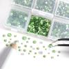 imageBeadsland 4300pcs Flatback RhinestonesGray Rhinestone Nail Gems Round Crystal Rhinestones for CraftsMixed 6 Sizes with Picking Tweezers and Wax Pencil Kit SS6SS20Black DiamondLight Green