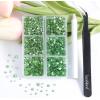 imageBeadsland 4300pcs Flatback RhinestonesGray Rhinestone Nail Gems Round Crystal Rhinestones for CraftsMixed 6 Sizes with Picking Tweezers and Wax Pencil Kit SS6SS20Black DiamondLight Green