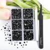imageBeadsland 4300pcs Flatback RhinestonesGray Rhinestone Nail Gems Round Crystal Rhinestones for CraftsMixed 6 Sizes with Picking Tweezers and Wax Pencil Kit SS6SS20Black DiamondJet Black