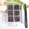 imageBeadsland 4300pcs Flatback RhinestonesGray Rhinestone Nail Gems Round Crystal Rhinestones for CraftsMixed 6 Sizes with Picking Tweezers and Wax Pencil Kit SS6SS20Black DiamondBlue Volcano