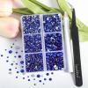 imageBeadsland 4300pcs Flatback RhinestonesGray Rhinestone Nail Gems Round Crystal Rhinestones for CraftsMixed 6 Sizes with Picking Tweezers and Wax Pencil Kit SS6SS20Black DiamondSapphire