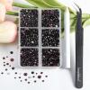 imageBeadsland 4300pcs Flatback RhinestonesGray Rhinestone Nail Gems Round Crystal Rhinestones for CraftsMixed 6 Sizes with Picking Tweezers and Wax Pencil Kit SS6SS20Black DiamondAmethyst