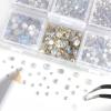 imageBeadsland 4300pcs Flatback RhinestonesGray Rhinestone Nail Gems Round Crystal Rhinestones for CraftsMixed 6 Sizes with Picking Tweezers and Wax Pencil Kit SS6SS20Black DiamondBlue Moonlight