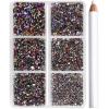 imageBeadsland 7200pcs Flatback RhinestonesOrange Rhinestone Nail Gems Round Crystal Rhinestones for CraftsMixed 6 Sizes with Wax Pencil Kit SS3SS10HyacinthOrangeBlue Volcano
