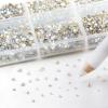 imageBeadsland 7200pcs Flatback RhinestonesOrange Rhinestone Nail Gems Round Crystal Rhinestones for CraftsMixed 6 Sizes with Wax Pencil Kit SS3SS10HyacinthOrangeBlue Moonlight