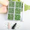imageBeadsland 7200pcs Flatback RhinestonesOrange Rhinestone Nail Gems Round Crystal Rhinestones for CraftsMixed 6 Sizes with Wax Pencil Kit SS3SS10HyacinthOrangeLight Green
