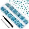 imageBeadsland Rhinestones for Makeup8 Sizes 2500pcs Red Flatback Rhinestones Eye Gems for Nails Crafts with Tweezers and Wax PencilSiamSS4SS30Aquamarine