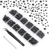 imageBeadsland Rhinestones for Makeup8 Sizes 2500pcs Red Flatback Rhinestones Eye Gems for Nails Crafts with Tweezers and Wax PencilSiamSS4SS30Black