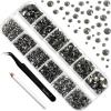 imageBeadsland Rhinestones for Makeup8 Sizes 2500pcs Red Flatback Rhinestones Eye Gems for Nails Crafts with Tweezers and Wax PencilSiamSS4SS30Black Diamond