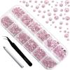 imageBeadsland Rhinestones for Makeup8 Sizes 2500pcs Red Flatback Rhinestones Eye Gems for Nails Crafts with Tweezers and Wax PencilSiamSS4SS30Light Pink