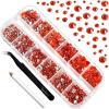 imageBeadsland Rhinestones for Makeup8 Sizes 2500pcs Red Flatback Rhinestones Eye Gems for Nails Crafts with Tweezers and Wax PencilSiamSS4SS30Orange
