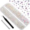 imageBeadsland Rhinestones for Makeup8 Sizes 2500pcs Red Flatback Rhinestones Eye Gems for Nails Crafts with Tweezers and Wax PencilSiamSS4SS30Transparent AB