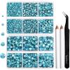 image6736pcs Hotfix Rhinestones FlatbackRoyal Blue Rhinestones for Crafts Clothes Mixed 5 Sizes Hotfix Crystals with Tweezers and Wax Pencil Kit SS6SS30SapphireAquamarine