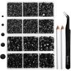 image6736pcs Hotfix Rhinestones FlatbackRoyal Blue Rhinestones for Crafts Clothes Mixed 5 Sizes Hotfix Crystals with Tweezers and Wax Pencil Kit SS6SS30SapphireBlack