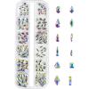 imageBeadsland 120pcs Multi Shapes Crystal AB Flatback Rhinestones Kit Glass Crystal Rhinestones for Nails 12 Shapes SetSet 07