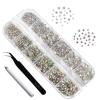 imageBeadsland 2880pcs Flatback Nail Rhinestones Kit Makeup Rhinestones for Eyes Face Clear AB and Crystal Mix 6 Sizes for Crafts Set 06