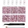 imageBeadsland 4300pcs Flatback RhinestonesGray Rhinestone Nail Gems Round Crystal Rhinestones for CraftsMixed 6 Sizes with Picking Tweezers and Wax Pencil Kit SS6SS20Black DiamondLight RoseLight Pink