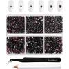 imageBeadsland 4300pcs Flatback RhinestonesGray Rhinestone Nail Gems Round Crystal Rhinestones for CraftsMixed 6 Sizes with Picking Tweezers and Wax Pencil Kit SS6SS20Black DiamondAmethyst