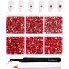 imageBeadsland 4300pcs Flatback RhinestonesGray Rhinestone Nail Gems Round Crystal Rhinestones for CraftsMixed 6 Sizes with Picking Tweezers and Wax Pencil Kit SS6SS20Black DiamondLight Siam