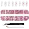 imageBeadsland Rhinestones for Makeup8 Sizes 2500pcs Red Flatback Rhinestones Eye Gems for Nails Crafts with Tweezers and Wax PencilSiamSS4SS30Light Pink