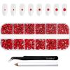 imageBeadsland Rhinestones for Makeup8 Sizes 2500pcs Red Flatback Rhinestones Eye Gems for Nails Crafts with Tweezers and Wax PencilSiamSS4SS30Light Siam