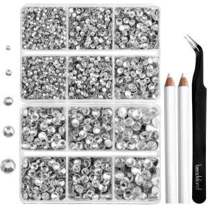 image6736pcs Hotfix Rhinestones FlatbackRoyal Blue Rhinestones for Crafts Clothes Mixed 5 Sizes Hotfix Crystals with Tweezers and Wax Pencil Kit SS6SS30SapphireCrystal