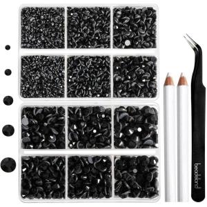 image6736pcs Hotfix Rhinestones FlatbackRoyal Blue Rhinestones for Crafts Clothes Mixed 5 Sizes Hotfix Crystals with Tweezers and Wax Pencil Kit SS6SS30SapphireBlack