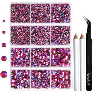 image6736pcs Hotfix Rhinestones FlatbackRoyal Blue Rhinestones for Crafts Clothes Mixed 5 Sizes Hotfix Crystals with Tweezers and Wax Pencil Kit SS6SS30SapphireSiam AB