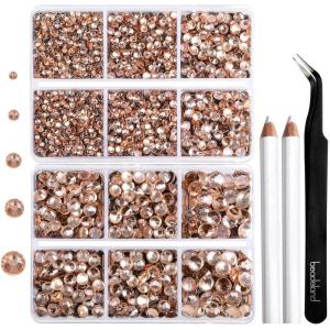 image6736pcs Hotfix Rhinestones FlatbackRoyal Blue Rhinestones for Crafts Clothes Mixed 5 Sizes Hotfix Crystals with Tweezers and Wax Pencil Kit SS6SS30SapphireChampagne
