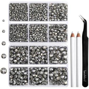 image6736pcs Hotfix Rhinestones FlatbackRoyal Blue Rhinestones for Crafts Clothes Mixed 5 Sizes Hotfix Crystals with Tweezers and Wax Pencil Kit SS6SS30SapphireBlack Diamond