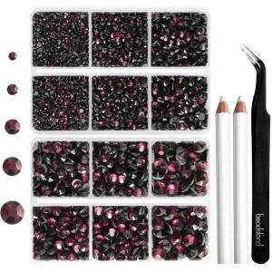 image6736pcs Hotfix Rhinestones FlatbackRoyal Blue Rhinestones for Crafts Clothes Mixed 5 Sizes Hotfix Crystals with Tweezers and Wax Pencil Kit SS6SS30SapphireAmethyst