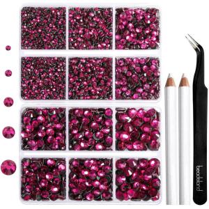 image6736pcs Hotfix Rhinestones FlatbackRoyal Blue Rhinestones for Crafts Clothes Mixed 5 Sizes Hotfix Crystals with Tweezers and Wax Pencil Kit SS6SS30SapphireFuchsia