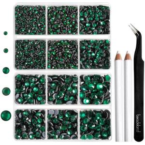 image6736pcs Hotfix Rhinestones FlatbackRoyal Blue Rhinestones for Crafts Clothes Mixed 5 Sizes Hotfix Crystals with Tweezers and Wax Pencil Kit SS6SS30SapphireEmerald