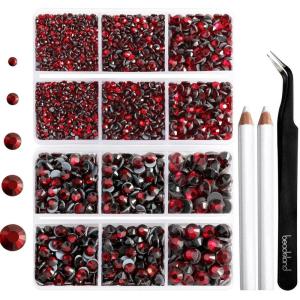 image6736pcs Hotfix Rhinestones FlatbackRoyal Blue Rhinestones for Crafts Clothes Mixed 5 Sizes Hotfix Crystals with Tweezers and Wax Pencil Kit SS6SS30SapphireDkSiam