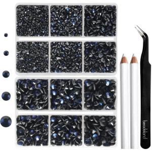 image6736pcs Hotfix Rhinestones FlatbackRoyal Blue Rhinestones for Crafts Clothes Mixed 5 Sizes Hotfix Crystals with Tweezers and Wax Pencil Kit SS6SS30SapphireMontana