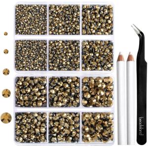 image6736pcs Hotfix Rhinestones FlatbackRoyal Blue Rhinestones for Crafts Clothes Mixed 5 Sizes Hotfix Crystals with Tweezers and Wax Pencil Kit SS6SS30SapphireAurum