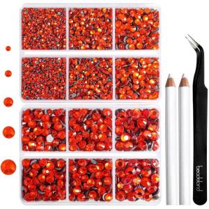 image6736pcs Hotfix Rhinestones FlatbackRoyal Blue Rhinestones for Crafts Clothes Mixed 5 Sizes Hotfix Crystals with Tweezers and Wax Pencil Kit SS6SS30SapphireOrange