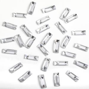 imageBeadsland 144pcs Hotfix Rectangle Rhinestones Flat Back Rhinestones Glass Flatback Crystal Shaped Gems 38mm