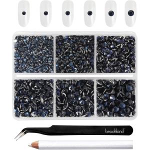 imageBeadsland 4300pcs Flatback RhinestonesGray Rhinestone Nail Gems Round Crystal Rhinestones for CraftsMixed 6 Sizes with Picking Tweezers and Wax Pencil Kit SS6SS20Black DiamondMontana