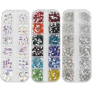 imageBeadsland 5280 Pieces Nail Art Rhinestones With 120 Pieces Multi Shape Glass Crystal KitFlatback Rhinestones For Nail ArtCrystal Rhinestones For Nails Set Mix 12 Colors and 6 Sizes Set 05