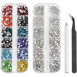 imageBeadsland 5280 Pieces Nail Art RhinestonesFlatback Rhinestones for Nail ArtCrystal Rhinestones for Nails Set Mix 12 ColorsSS10 and 6 SizesSS4SS16 for Clear and Clear AB Set 01